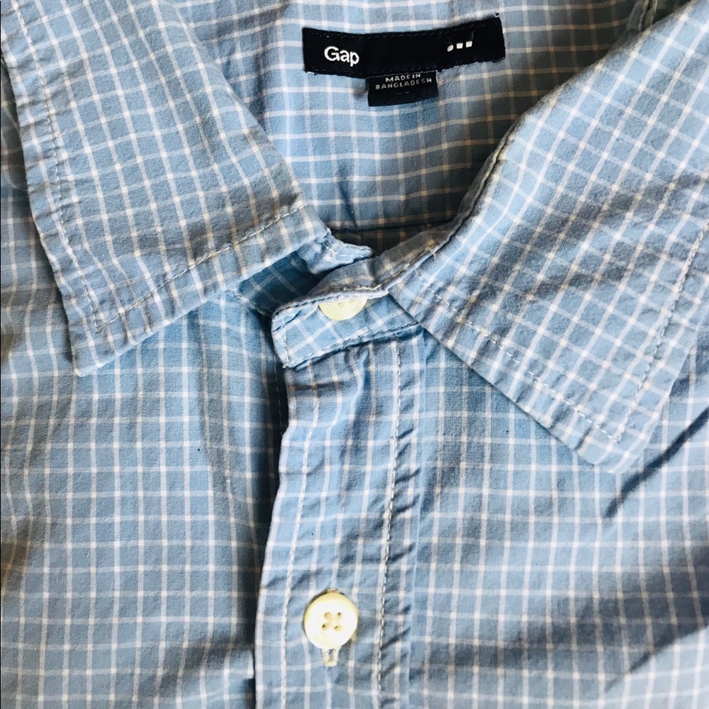 Gap XL Checker Maya Blue Dress Shirt